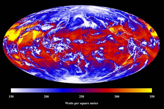 Långvågig strålning och klimatutveckling globalt 2011. Foto NASA